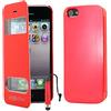 ebestStar - Cover Compatibile con iPhone SE 5S 5 Custodia Portafoglio Protezione Libro, Flip con Finestra View + Mini Penna, Rosso