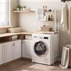 EUGAD Scaffale sopra Lavatrice a 3 Livelli, Mobile sopra WC Autoportante con Asta di Sospensione, per Bagno o Lavanderia, Rovere Chiaro e Bianco, 67x40x162 cm