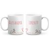 PHOTOCITY Coppia tazze lui e lei, set di tazze personalizzate con nomi - tazza 350ml da personalizzare Idea Regalo per San Valentino, Compleanno, Anniversario, Natale (Cuore Lei e Lui)