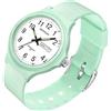 findtime Orologi da donna impermeabili minimalista bianco orologio da polso unisex orologi sportivi per orologio donne ragazze studenti stile semplice analogico al quarzo quadrante facilmente leggibile, verde