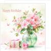 Edition Seidel Biglietto di auguri di compleanno quadrato con busta. Happy Birthday Billet uomo donna fiori vaso di fiori (GQ202 SW024)