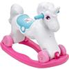 Baroni Toys Cavallo a Dondolo Cavalcabile 2 in 1, Cavallino a Ruote Spingi e Vai, 2-5 Anni (Unicorno Rosa)