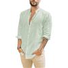 Runcati Camicia da uomo in lino, a maniche lunghe, estiva, da spiaggia, casual, vestibilità normale, per il tempo libero, verde chiaro, XXL