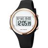 Gosasa Orologi sportivi da donna, alla moda, casual, calendario, visualizzazione settimanale, sveglia, cinturino in gomma impermeabile, orologio digitale a LED, Nero , Sportivo