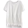 Vsadsau Maglietta da donna girocollo a maniche corte a tinta unita, non elasticizzata, con cuciture larghe, con fondo elasticizzato, bianco, XXXL