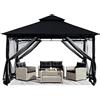 ABCCANOPY - Gazebo robusto da giardino, 3,4 x 3,4 m, con zanzariera, colore: nero