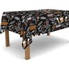 BANZAII TEXTILE INNOVATOR ONLINE Banzaii Tovaglia in PVC Cerata Antimacchia Resistente a Sole e Intemperie Facile Da Tagliare Nella Misura Che Vuoi - Happy Hour Nero 140x300 cm