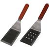 Realand Spatola in metallo per cucinare in ghisa, 2 spatole per piastra, set di spatole in acciaio inossidabile resistente, spatola piatta per barbecue per pesce, hamburger, spatola per uso in cucina,