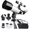 Misilmp Telescopio, Astronomia Telescopio Professionale 70/400mm per Principianti con Cannocchiale 5 x 24 e Treppiede, Refrattori Telescopi per Bambini Adulti, per Luna Pianeta Guarda (Bianco)
