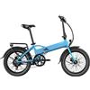 LEGEND EBIKES Monza, Bicicletta Elettrica Pieghevole Unisex Adulto, Blu Steel, Batteria 36V 10.4Ah (374.4Wh), Autonomia 80 km