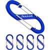ALPLAKE ® - 4 moschettoni in materiale doppio, micro moschettoni, forma a S, 88 x 40 mm, blu