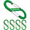 ALPLAKE ® - 4 moschettoni in materiale a forma di S, 88 x 40 mm, colore: verde
