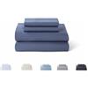 Todocama Set di lenzuola da 4 pezzi - 5003 - Lenzuolo con angoli - Sopra - Due federe da 50 x 80 cm. (Letto 90 x 190/200 cm, blu grigio)