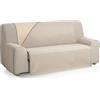 ECOMMERC3 | Copridivano extra morbido a 3 posti XL - Copridivano regolabile con imbottitura, colore: Beige/lino - Copridivano reversibile