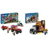LEGO City Fuoristrada Antincendio e Gommone di Salvataggio, Camion dei Pompieri Giocattolo per Bimbi & City Furgone degli Hamburger Giocattolo, Veicolo da Costruire per Bambini e Bambine da 5 Anni