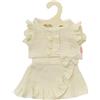 Heless 2422 - Vestiti per Bambole in 100% Cotone Biologico, Set di 2 Pezzi con Gonna a Portafoglio e Top a Balze in Ecru per Bambole e Peluche di Dimensioni 35-45 cm
