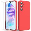 Byvuwiay Cover per Samsung Galaxy A55 5G con 2 Vetro Temperato Pellicola Protettiva, Custodia in TPU Ultra Sottile Antiurto Anti-Scratch Case, Rosso