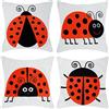XIEJINJIA Morbido Velluto Coccinella CopriCuscini Decorativo Moderna Quadrato Federe per Cuscini Caso per Soggiorno Divano Camera da letto Auto 45 x 45 cm Set di 4