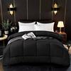 ComfyWell Piumone per letto matrimoniale, copriletto e set in tinta unita, 2 federe calde e anallergiche per tutte le stagioni, coperta per letto matrimoniale (200 x 200 cm), colore: nero