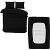 MOONLIGHT20015 Set di biancheria da letto king size, 4 pezzi, copripiumino, lenzuolo con angoli e federe, in morbida microfibra spazzolata, colore nero