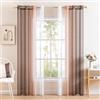 MIULEE Voile Tende Trasparenti con 2 Pannelli per Salotto Eleganti con Occhielli Sfumato Tenda per Finestra Decorazione Balcone e Camera da Letto Soggiorno Bagno Cucina 140X122CM Marrone Chiaro