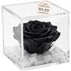 Premium-rose.com PREMIUM ROSE - Cubo Rosa Stabilizzata Nera 10 cm con Marmo di Carrara - Rosa Eterna Stabilizzata Made in Italy - Idea per Occasioni Formali e Chi ha Stile Dark - Nero A 1017