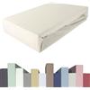 Edda Lux Premium - Lenzuolo con Angoli per materassi con altezza da 20 a 40 cm, 90 x 200/220 cm, 100 x 200/220 cm, 95% Cotone 5% Elastan, OEKO-Tex, in Jersey, colore: Naturale