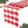 ShinyBeauty Tovaglia a scacchi rossi e bianchi da tavolo, 14x72 pollici, tovaglia natalizia in gingham, corsia per tavolo in cotone e poliestere per decorazioni festose delle feste (14x72).