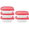 NEEZ Set Contenitori Per Alimenti (5 Scatole) 500 ml, Piccoli Contenitore Cibo, Trasparente Box, Ermetici Coperchio, Frigo & Microonde Sicuro, Plastica Food Container, Red Color