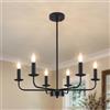 QAREHL Lampadari Plafoniera, Lampadario a 6 bracci Nero Lampadario Lampada a sospensione Soffitti Soggiorno, Raccordi di illuminazione rustici per camera da letto, Luci da sala da pranzo Soffitto