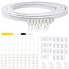 Fangehong 5 m Binario Curvo Tende a Soffitto, 110 Pcs Sistema di Binario Flessibile e Montaggio Accessori, Kit di Binari per Parete Finestre Stanze Divisore Tenda Doccia, Bianco (C)