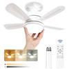 VARICART Ventilatore da Soffitto con Luce e Telecomando, Lampadario Ventilatore Silenzioso LED Dimmerabile, 3 Temperature di Colore 3000K-6000K Lampada con Ventilatore da E27, 5 Pale, 6 Velocità