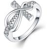 JO WISDOM JO WISODM Anelli Argento 925 Donna, Anelli Infinity Crocifisso Croce con Zirconia cubica Placcato in Oro Bianco
