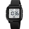 findtime Orologio digitale quadrato a LED con numeri grandi, orologio da polso per uomo e donna, unisex, per attività all'aperto, con allarme/timer/doppio orno/cronometro/12/24H, nero/bianco, cinghia