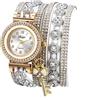 Silverora Orologio da donna in pelle multistrato orologio al quarzo con strass stile Boemiano con fibbia, polsino intrecciato per donne e moglie madre, bianco