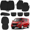 Soekodu Coprisedili Compatibili con Ford Transit Custom 2013-2022 (3 Posti), Set di 8 Protezioni Sedili Anteriori Impermeabili Nero Fit Set Conducente Anteriore e Doppio Passeggero