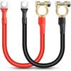 EEEKit 2PCS 3AWG 30cm 25mm² Cavo Batteria Auto 12V-24V Connettori terminale Batteria Terminali ad Anello Rosso Nero SC35-10 Filo di Rame Automotive Camion Moto