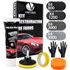 various Kit Ripristino Fari Auto con Adattatore per Trapano, Kit Lucidatura Fari Opachi e Ingialliti, Pasta Polish 80 ml, Dischi Abrasivi P800-P3000, Spugna, Nastro e Guanti