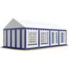 TOOLPORT Tendone per Feste 4x8 m PVC Blu-Bianco 100% Impermeabile Gazebo da Giardino Tendone da Esterno Tenda Party