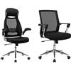 SONGMICS Sedia da Ufficio Girevole, da Scrivania a Rete, Altezza Regolabile & OBN86BK Sedia da ufficio ergonomica, girevole, con braccioli regolabili in altezza