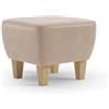 CAVADORE Sgabello Vida con piedini in legno massiccio di faggio, 52 x 46 x 52 cm, microfibra, beige