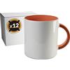 PixColor - 12 tazze a sublimazione in ceramica bianca con interno arancione | Scatola singola | 350 ml (11 oz) | Categoria AAA | Adatti al microonde e alla lavastoviglie