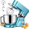 POWWA Impastatrice Planetaria, POWWA 1500W Robot da Cucina, 3 en 1 Mixer Pizza con Ciotola di Acciaio Inossidabile, con 6 Velocità, Frusta, Gancio per Impastare, Sbattitore, Lavabile in Lavastoviglie(Blu)