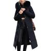 Vagbalena Donna Lunga calda con cappuccio di pelliccia Giacca trapuntata Elegante cappotto trapuntato in piuma d'inverno Giacca antivento calda all'aperto Giacca lunga con cappuccio (Nero,3XL)