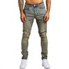 Oanviso Jeans Slim Fit da Uomo Pantaloni Elastico Casual in Denim Elasticizzato Pantaloni con Fori Strappati Dritti Jeans Moda Stretta Pantaloni da Lavoro A Giallo Blu M