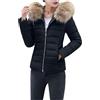 Vagbalena Piumino invernale leggero e caldo da donna piumino con cappuccio giacca corta trapuntata antivento giacca Slim a maniche lunghe Parka Coat (Black,XXL)