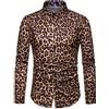 PECHEMO da Uomo Camicia Leopardata con Stampa alla Moda Casual con vestibilità Slim Camicie retrò con Ghepardo Camicie Casual a Maniche Lunghe con Bottoni Tops Everyday for Holiday Work Incontri Camicie
