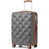 British Traveller Valigia Grande Trolley 74,5CM Valigie Rigida ABS+PC con Rotelle Girevoli e TSA Lucchetto (28pollici, Grigio/Marrone)