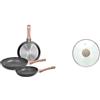 Tognana Great Stone, Set 3 Padelle 20/24/28 cm, Alluminio, Nero & Eco Coperchio 20 cm