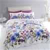 Catherine Lansfield Bedding Countryside - Set copripiumino matrimoniale con federe, motivo floreale, colore: rosa/blu